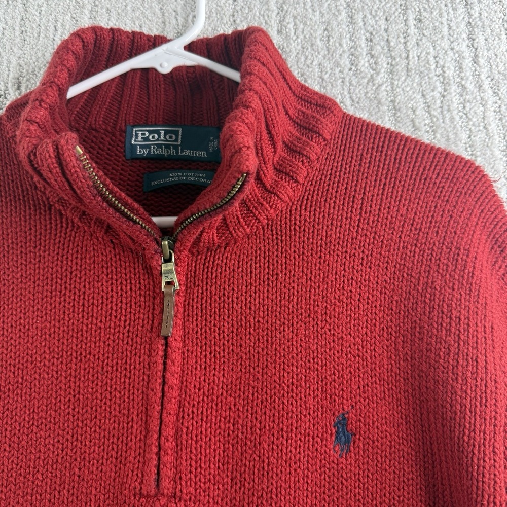 Polo Ralph Lauren Chunky Knit 1/4 Zip Sweater Men's Size Medium Red